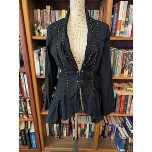 XCVI Women's Size Medium Black Gothic Steam Punk Jacket Clasp Closure
